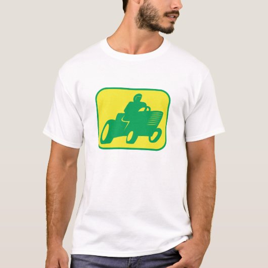 Groene en gele grasmaaier t-shirt (Voorkant)