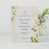 Groene en gele Griha Pravesh-uitnodiging Kaart (Staand voorkant)