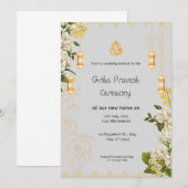 Groene en gele Griha Pravesh-uitnodiging Kaart (Voorkant / Achterkant)