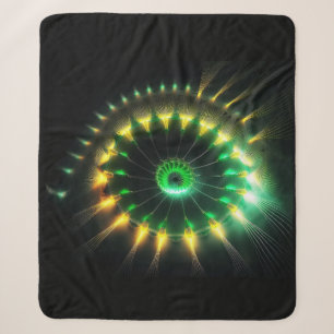 Groene En Gele Jet Pinwheel Fractal Sherpa Deken