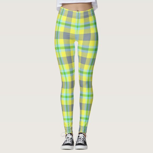 Groene en gele kleur leggings (Voorkant)