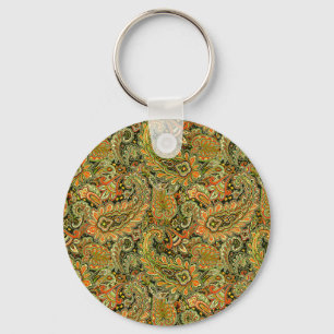 Groene en gele kleur Paisely Sleutelhanger
