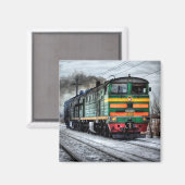 Groene en gele locomotieftrein Magnet (Voorkant / Achterkant)