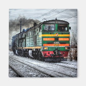 Groene en gele locomotieftrein Magnet (Voorkant)