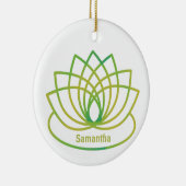 Groene en gele Lotus Flower Keramisch Ornament (Rechts)