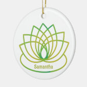 Groene en gele Lotus Flower Keramisch Ornament (Links)