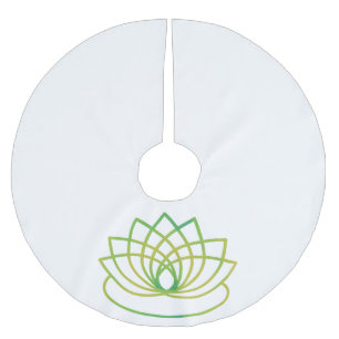 Groene en gele Lotus Flower Kerstboom Rok