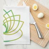 Groene en gele Lotus Flower Theedoek (Quarter Fold)