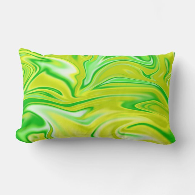 Groene en gele marmer, Big Lumbar Cushion. Kussen (Voorkant)