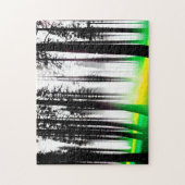 Groene en gele mist komt het Silhouetbos binnen Legpuzzel (Verticaal)