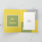 Groene en gele naam en foto Gefeliciteerd met je v Kaart (Binnen)