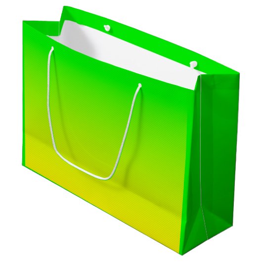 Groene en gele neongradiënt groot cadeauzakje (Voorkant Gekanteld)