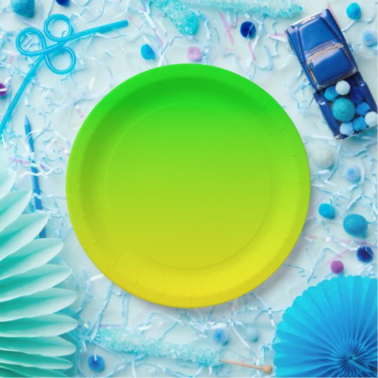 Groene en gele neongradiënt papieren bordje (Feest)