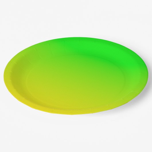 Groene en gele neongradiënt papieren bordje (Gekanteld)
