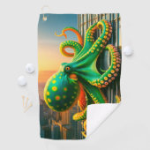 Groene en gele octopus kunst golfhanddoek (Insitu)