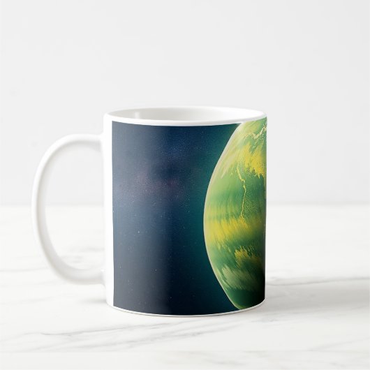 Groene en Gele Planeet Koffiemok (Links)