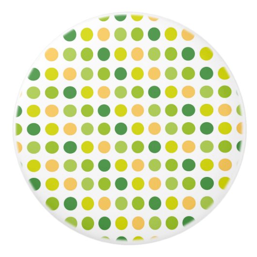 Groene en gele Polka Dot Keramische Knop (Voorkant)
