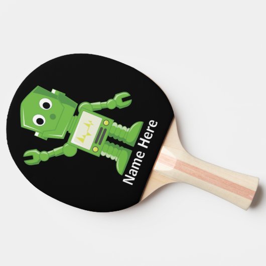 Groene en gele Robot Tafeltennisbatje (Zijkant)