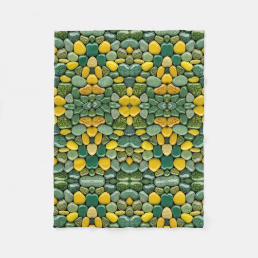 Groene en Gele Stenen Dekbed Fleece Deken (Voorkant)