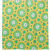 Groene en Gele Ster Abstract Douchegordijn (Voorkant)