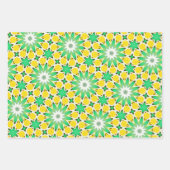 Groene en Gele Ster Abstract Inpakpapier Vel (Voorkant)