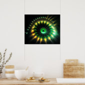 Groene en gele straalpinwiel Fractal Poster (Keuken)