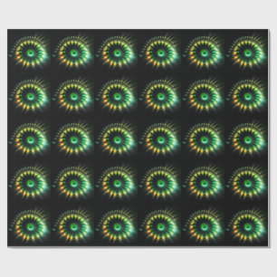 Groene en gele straalwindmolen fractaal cadeaupapier