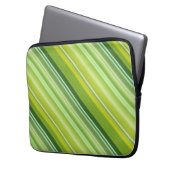 Groene en gele strepen laptop sleeve (Voorkant Links)