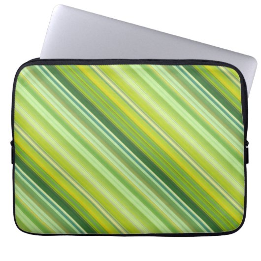 Groene en gele strepen laptop sleeve (Voorkant)