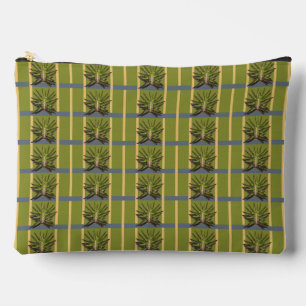 Groene en gele strepen met blauw etui