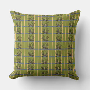 Groene en gele strepen met blauw Sierkussen