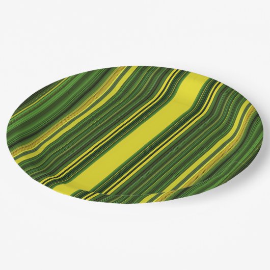 Groene en gele strepen papieren bordje (Gekanteld)