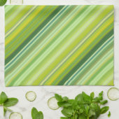 Groene en gele strepen theedoek (Gevouwen)
