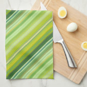 Groene en gele strepen theedoek (Quarter Fold)