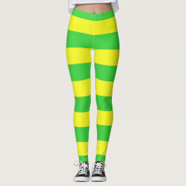 Groene en gele stropen voor vrouwen leggings