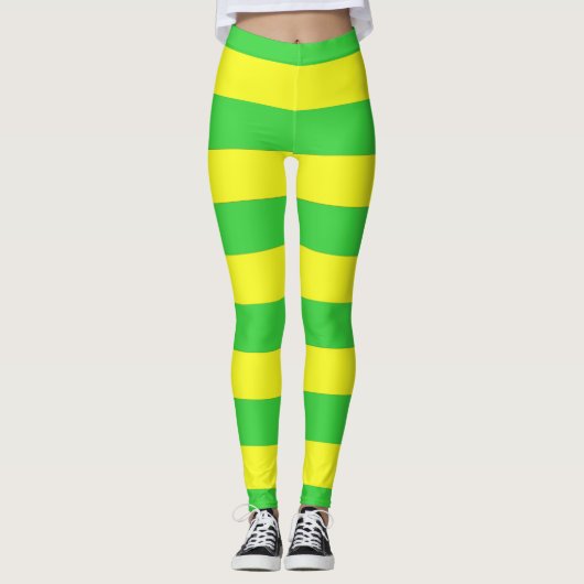 Groene en gele stropen voor vrouwen leggings (Voorkant)