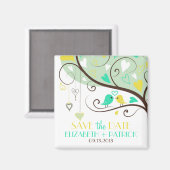 Groene en Gele Tortelduifjes sparen de Magnet van  (Voorkant / Achterkant)