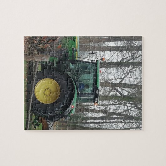 Groene en gele tractor. legpuzzel (Horizontaal)