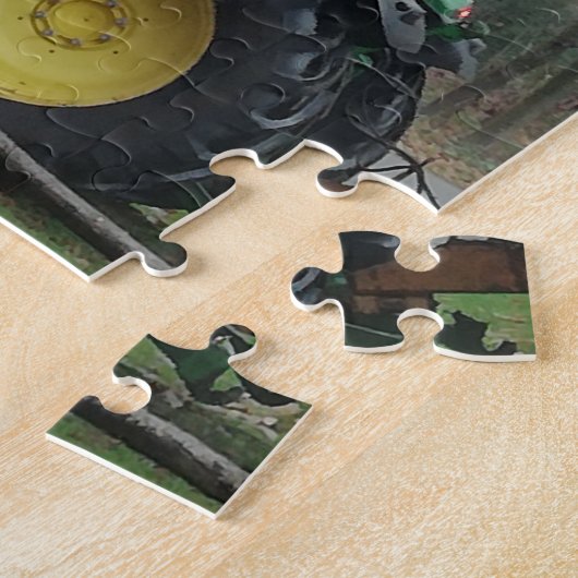 Groene en gele tractor. legpuzzel (Zijkant)