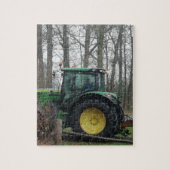 Groene en gele tractor. legpuzzel (Verticaal)