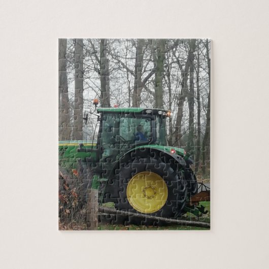 Groene en gele tractor. legpuzzel (Verticaal)