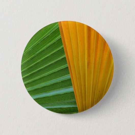 Groene en gele ventilatorbladeren ronde button 5,7 cm (Voorkant)