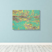 Groene en gele verf met peling canvas afdruk (Insitu (Houten vloer))