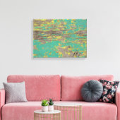 Groene en gele verf met peling canvas afdruk (Insitu (Woonkamer))