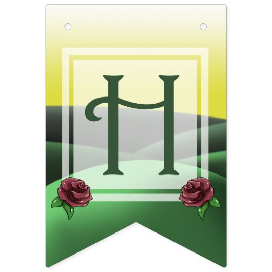 Groene en gele verjaardag vlaggetjes (Tweede vlag)