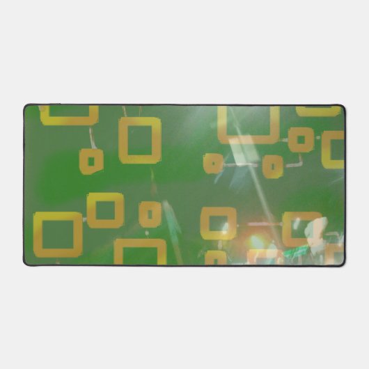 Groene en gele vierkanten geometrische bureaumat (Voorkant)