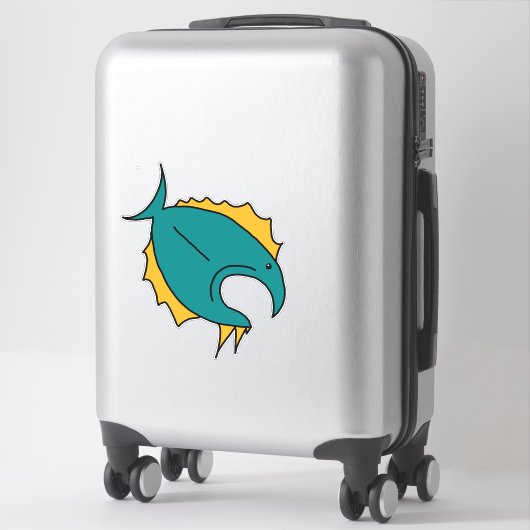 Groene en Gele Vis Sticker (Koffer)