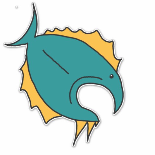 Groene en Gele Vis Sticker (Voorkant)