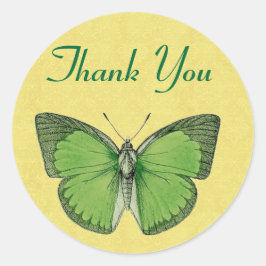 Groene en Gele  Vlinder Dank U V29 Vierkante Sticker