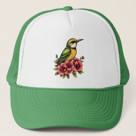 Groene en gele vogel trucker pet
